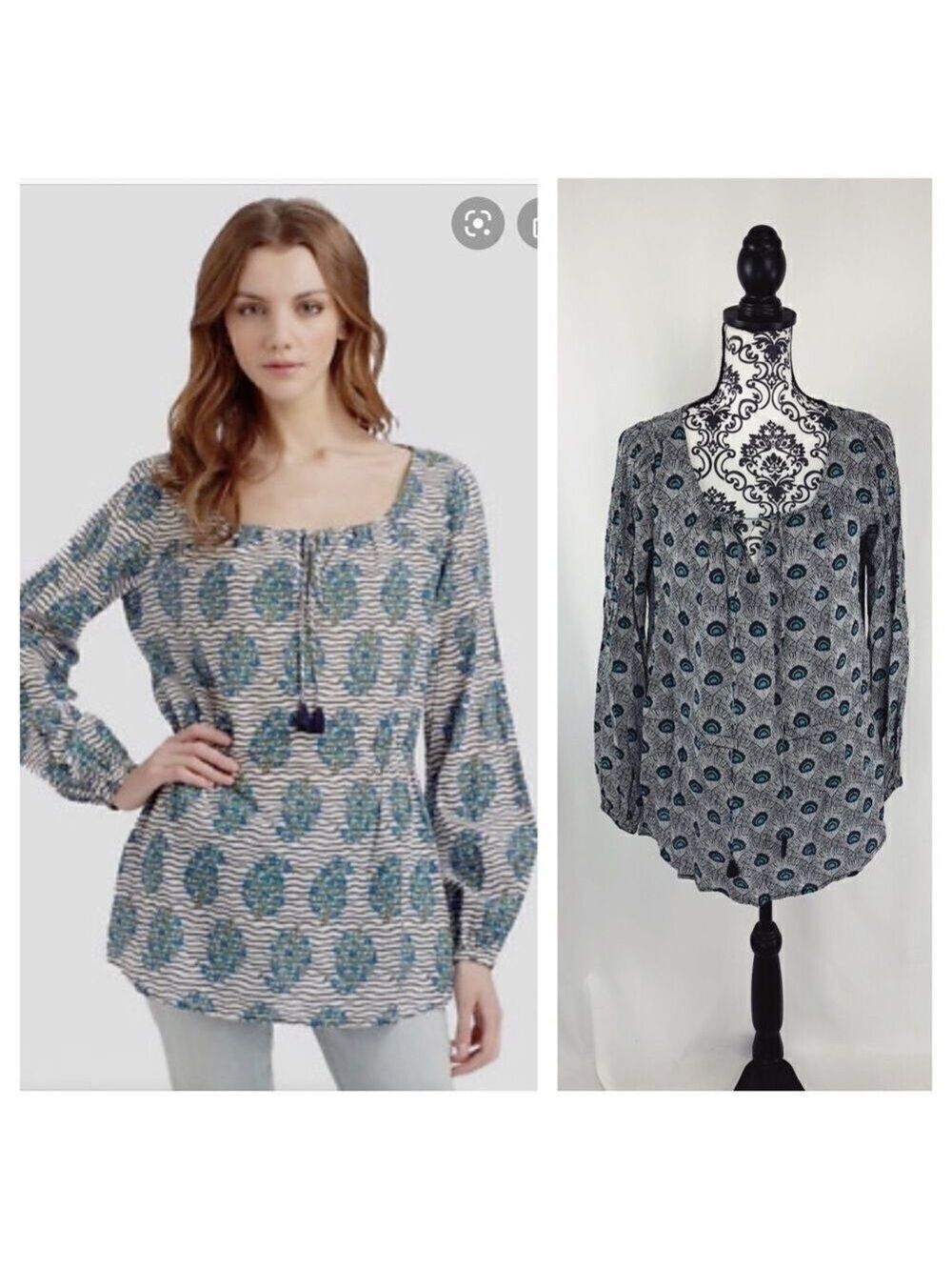 Tory Burch Evelina Voile Peacock Feather Tunic‎